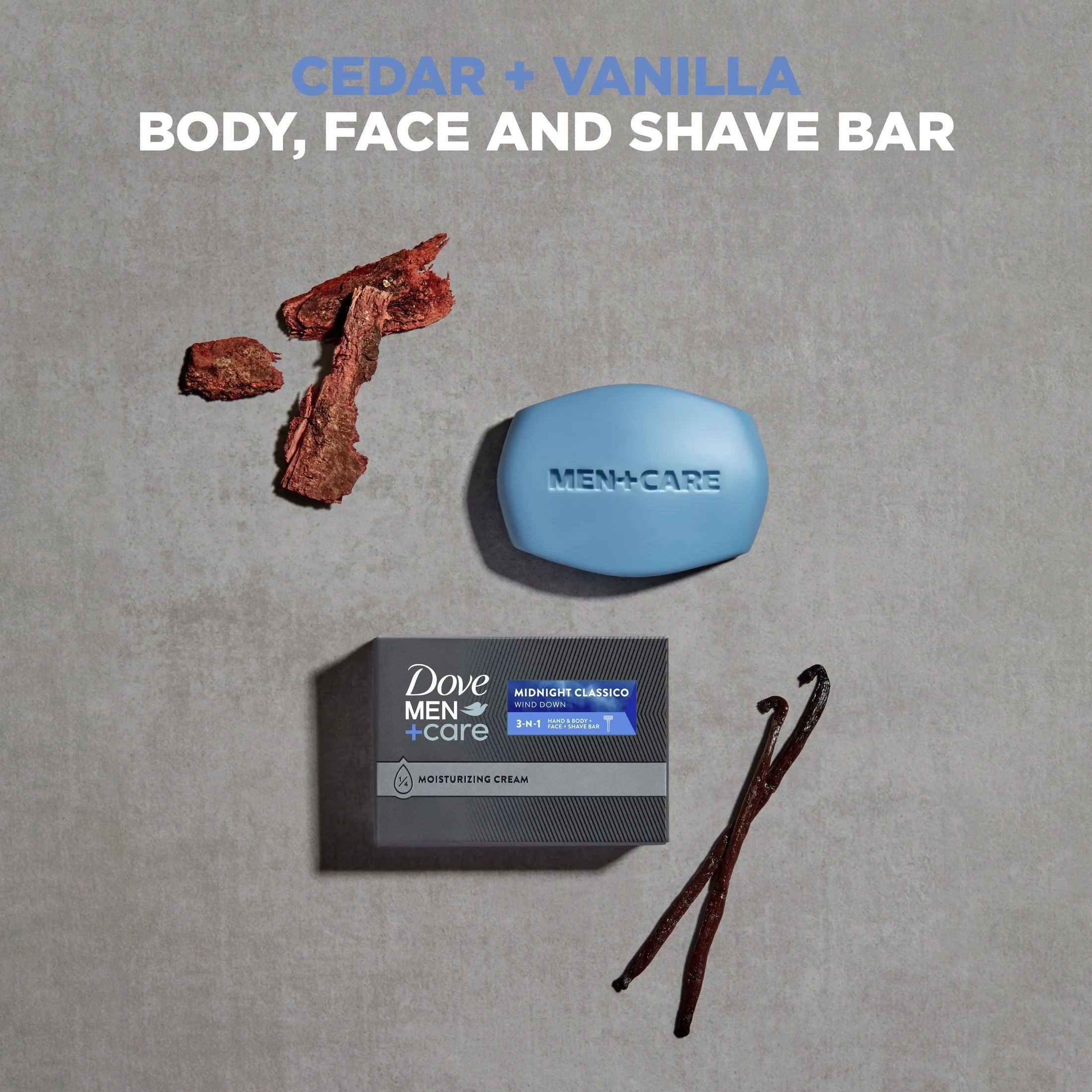 Hydrating Hand & Body Face + Shave Bar for Men Midnight Classico, 2 Bars