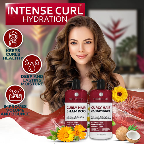Curly Hair Shampoo and Conditioner Set - for Defining Wavy, Permed, Frizzy, Fine and Black Curls - Moisturizing, Sulfate Free Formula for Women and Men - Products Are Safe for Color Treated Locks